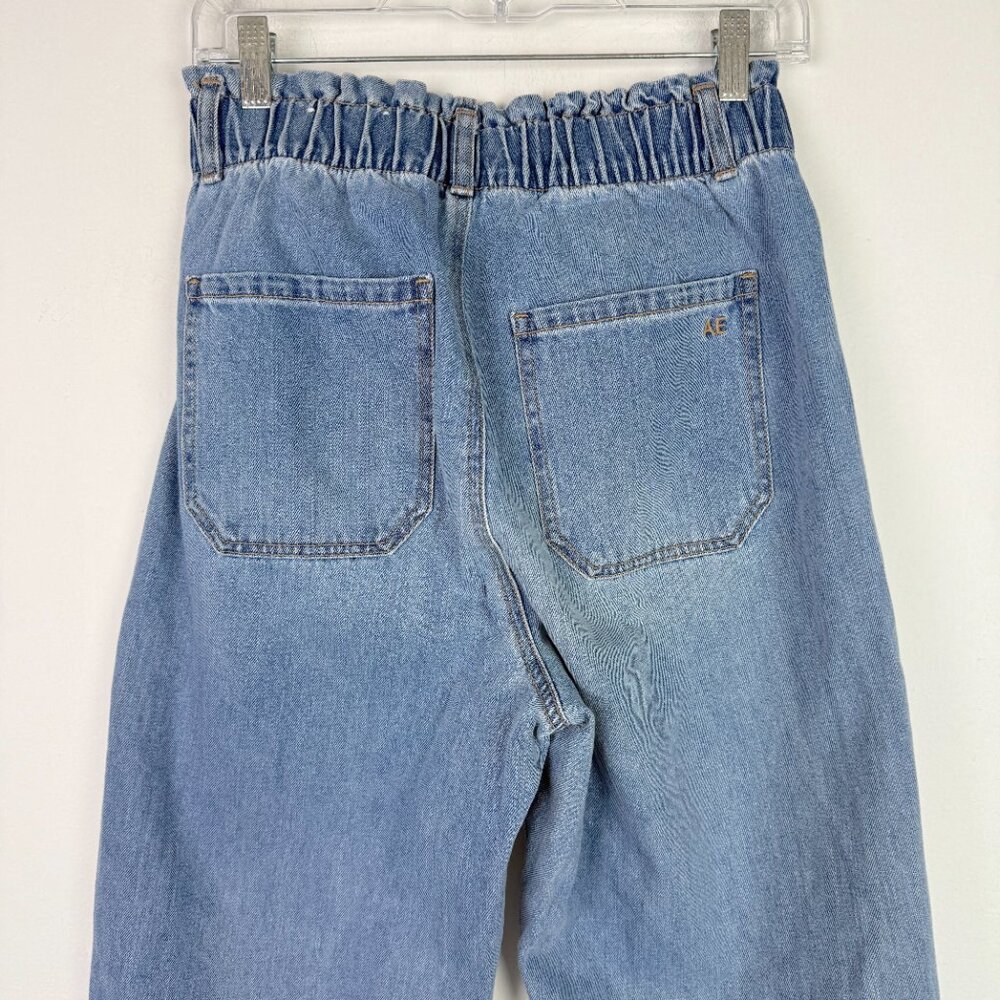 American Eagle Hi-Rise Paperbag Denim Jeans Medium Wash Size 8 SHORT 8S EUC - Picture 7 of 11